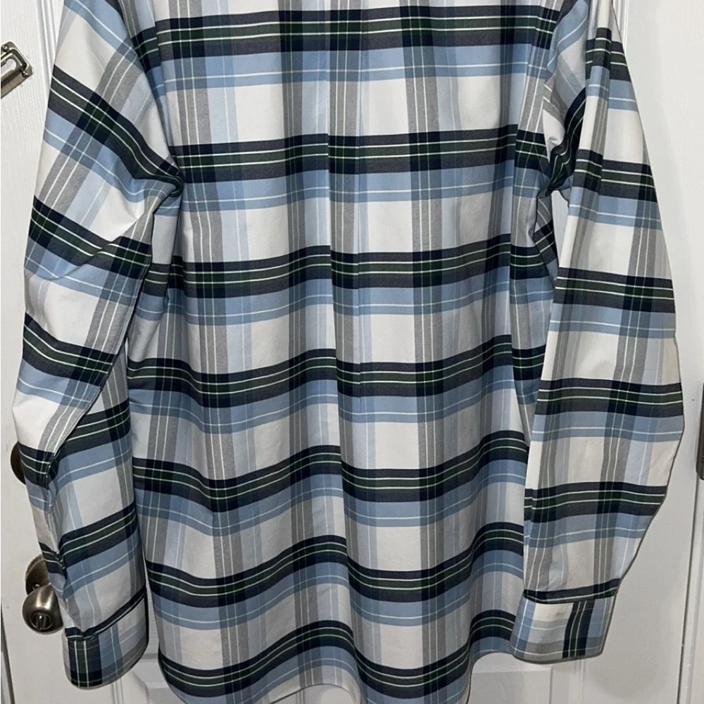 L.L. Bean Men's Blue and Black Plaid Button-Down Shirt - Picture 2 of 3